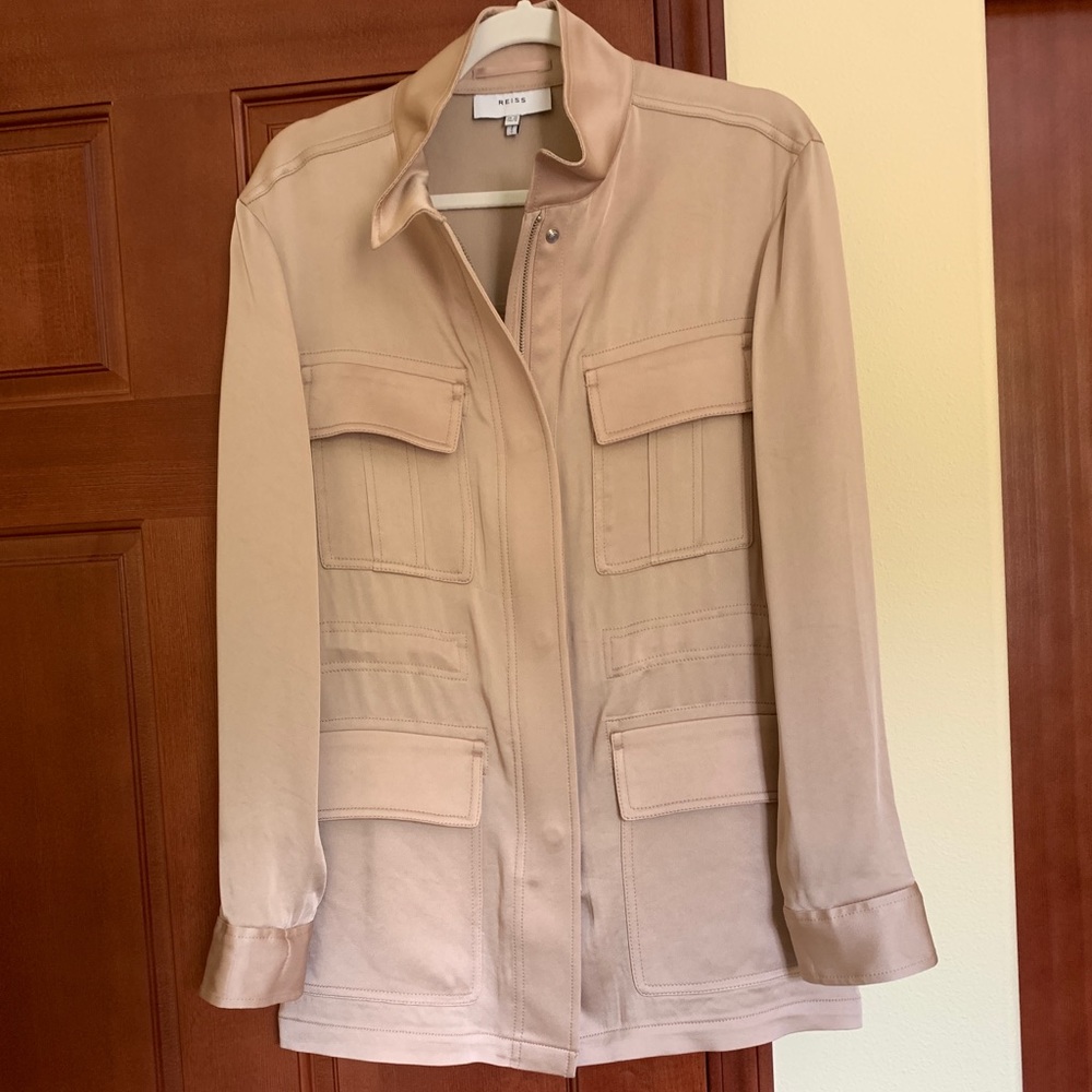 NWOT - Reiss Blakely Pearl Satin Utility Jacket - US 6